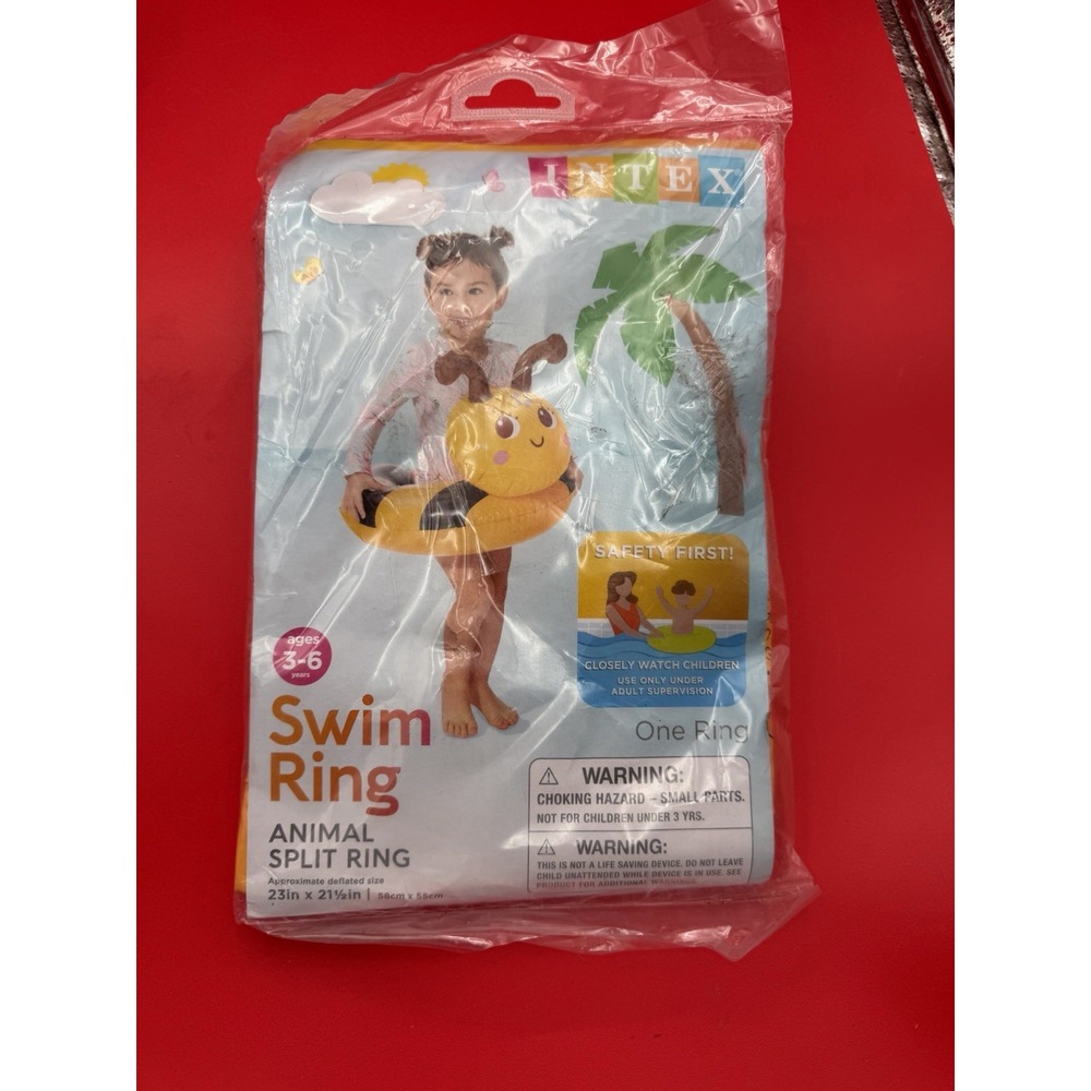 Intex Bumblebee Animal Split Ring Pool Float Kids 23in Yellow New 59220EP